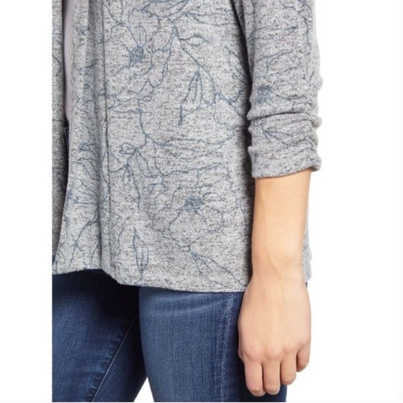Bobeau Womens Hacci Open Cozy Cardigan Sweater in Denim Floral - NWT - Picture 4 of 9